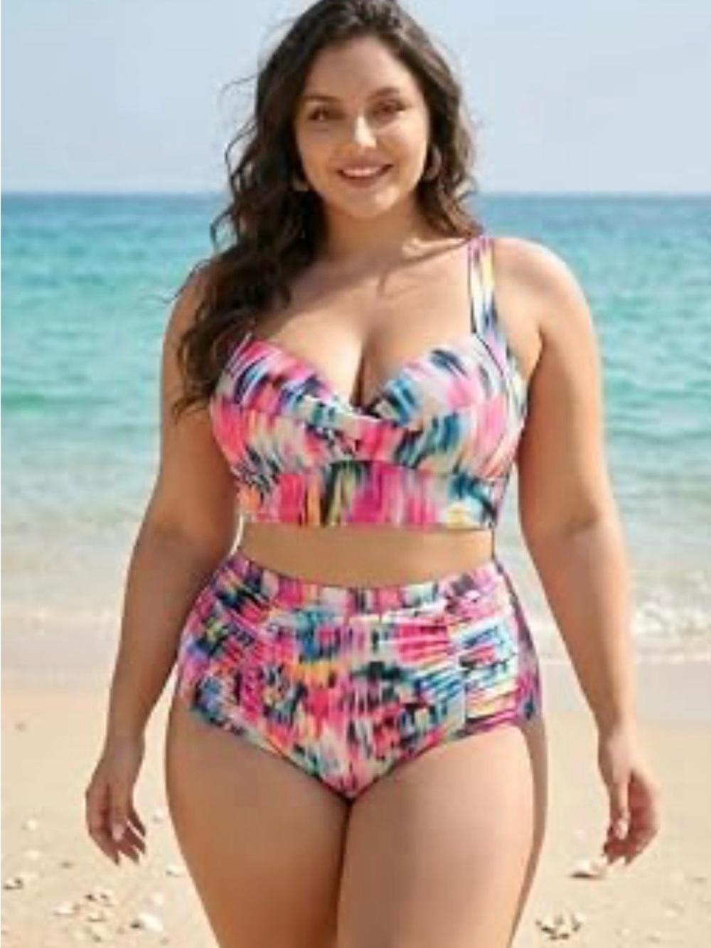 NWT Vibrant Multicolor Tie-Dye High-Waisted Bikini Set - Size 3XL